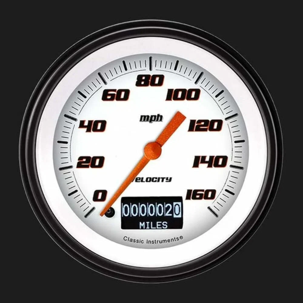 Velocity White 3 3_8_ Speedometer with Information Screen VS55DWBLF